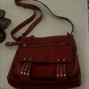 Elegant Red Jessica Simpson Crossbody Bag with Studded Detail
